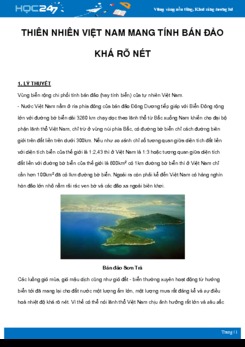 Chuyên đề Thiên nhiên Việt Nam mang tính bán đảo môn Địa Lý 8 năm 2021
