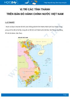 Chuyên đề Vị trí các tỉnh thành trên bản đồ hành chính nước Việt Nam môn Địa Lý 8 năm 2021