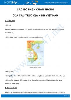Chuyên đề Các bộ phận quan trọng của cấu trúc địa hình Việt Nam môn Địa Lý 8 năm 2021