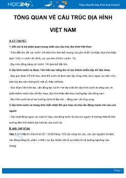 Chuyên đề Tổng quan về cấu trúc địa hình Việt Nam môn Địa Lý 8 năm 2021