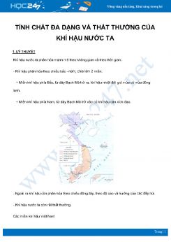 Chuyên đề Tính chất đa dạng và thất thường của khí hậu nước ta môn Địa Lý 8 năm 2021