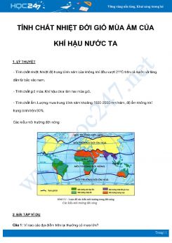 Chuyên đề Tính chất nhiệt đới gió mùa ẩm của khí hậu nước ta môn Địa Lý 8 năm 2021