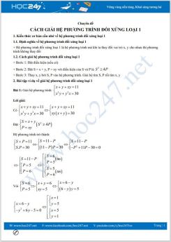 Chuyên đề Cách giải hệ phương trình đối xứng loại 1 Toán lớp 9