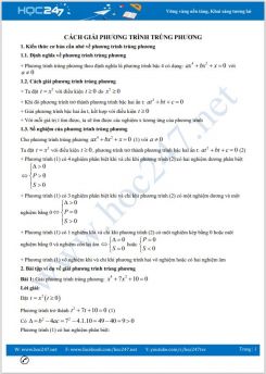 Cách giải phương trình trùng phương Toán 9