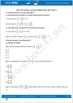 Các bài tập nâng cao Quy đồng mẫu số Toán lớp 4