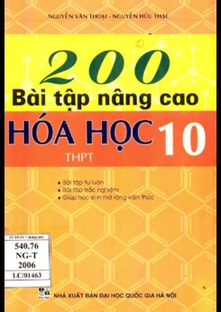 200 bài tập nâng cao Hóa học 10 - Nguyễn Văn Thoại