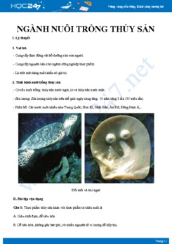 Chuyên đề Các đặc điểm ngành thủy sản Địa lí 10
