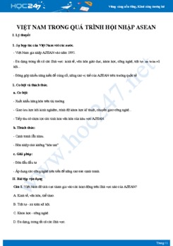 Chuyên đề Quá trình hội nhập ASEAN của Việt Nam Địa lí 11