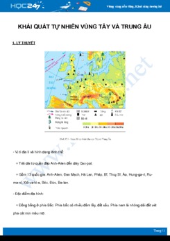 Chuyên đề Khái quát tự nhiên vùng Tây và Trung Âu môn Địa Lý 7 năm 2021