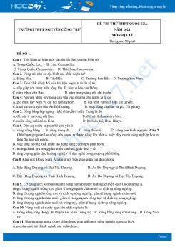 Bộ 5 Đề thi thử THPT QG môn Địa Lí năm 2021 Trường THPT Nguyễn Công Trứ
