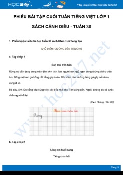 Phiếu bài tập cuối tuần môn Tiếng Việt lớp 1 sách Chân Trời Sáng Tạo - Tuần 30