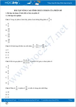 Một số bài tập nâng cao có hướng dẫn giải Dạng tính chất cơ bản của phân số