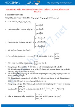 Chuyên đề viết phương trình đường thẳng trong không gian Toán 12