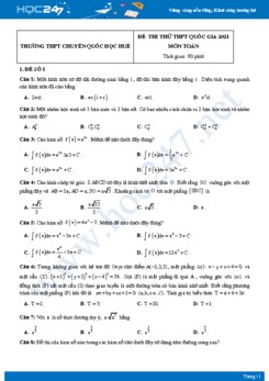 Bộ 4 đề thi thử THPT QG năm 2021 môn Toán lần 2 - Trường THPT Chuyên Quốc Học Huế