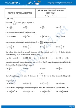 Bộ 4 đề thi thử THPT QG năm 2021 môn Toán lần 2 - Trường THPT Đoàn Thượng