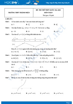 Bộ 4 đề thi thử THPT QG năm 2021 môn Toán lần 2 - Trường THPT Thành Nhân