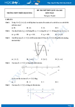 Bộ 4 đề thi thử THPT QG năm 2021 môn Toán lần 2 - Trường THPT Thiên Hộ Dương