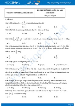 Bộ 4 đề thi thử THPT QG năm 2021 môn Toán lần 2 - Trường THPT Thuận Thành Số 1