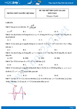 Bộ 4 đề thi thử THPT QG năm 2021 môn Toán lần 2 - Trường THPT Nguyễn Việt Khái