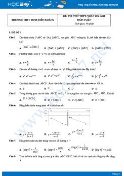 Bộ 4 đề thi thử THPT QG năm 2021 môn Toán lần 2 - Trường THPT Đinh Tiên Hoàng