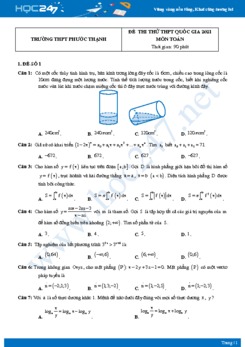 Bộ 4 đề thi thử THPT QG năm 2021 môn Toán lần 2 - Trường THPT Phước Thạnh