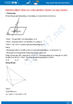 Phương pháp tính góc giữa đường thẳng và mặt phẳng Toán 11