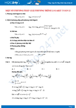 Một số phương pháp giải phương trình logarit Toán 12
