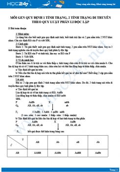 Luyện tập Lai hai cặp tính trạng khi hai tính trạng di truyền độc lập Sinh 12