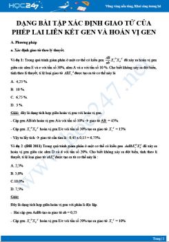 Luyện tập Xác định giao tử phép lai liên kết gen và hoán vị gen Sinh 12