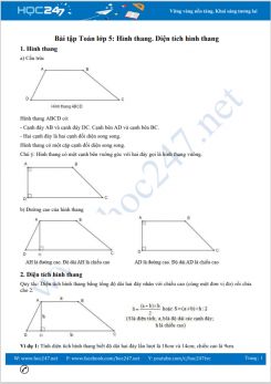 Hướng dẫn giải một số bài tập toán lớp 5 về hình thang, diện tích hình thang