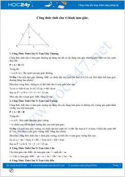 Cách tính chu vi tam giác áp dụng đối với 4 trường hợp tam giác phổ biến ở tiểu học