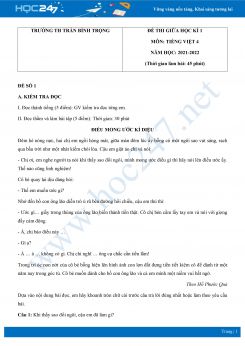 Bộ 4 đề thi giữa HK1 môn Tiếng Việt 4 có đáp án năm 2021-2022 Trường Tiểu học Trần Bình Trọng