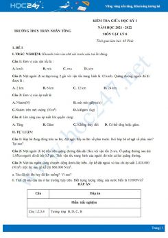 Bộ đề thi giữa HK1 môn Vật lý 8 năm 2021-2022 - Trường THCS Trần Nhân Tông có đáp án