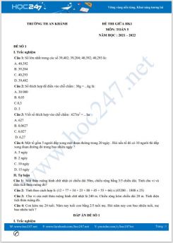 Bộ 3 đề thi giữa HK1 môn Toán 5 có đáp án năm 2021-2022 Trường TH An Khánh
