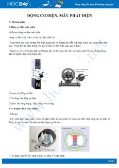 Phương pháp giải bài tập Động cơ điện, máy phát điện Vật lý 9