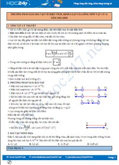 Phương pháp giải bài tập về điện tích, định luật cu-lông môn Vật Lý 11 năm 2021-2022