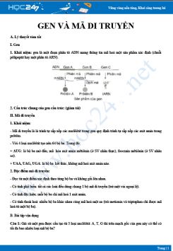 Tổng ôn kiến thức về Gen và mã di truyền Sinh 12 năm 2021