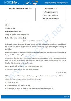 Bộ 5 đề thi HK1 môn Tiếng Việt 3 có đáp án năm 2021-2022 Trường TH Nguyễn Thái Sơn