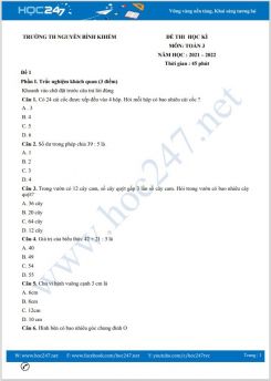 Bộ 4 đề thi HK1 môn Toán 3 có đáp án năm 2021-2022 Trường TH Nguyễn Bỉnh Khiêm