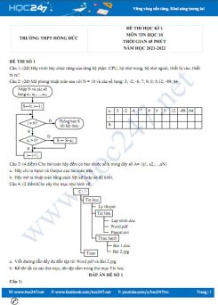 Bộ 5 đề thi HK1 môn Tin học 10 năm 2021-2022 có đáp án Trường THPT Hồng Đức