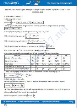 Phương pháp giải dạng bài tập về hiện tượng phóng xạ môn Vật Lý 12 năm học 2021-2022