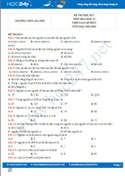 Bộ 5 đề thi HK1 môn Hóa học 10 năm 2021-2022 có đáp án Trường THPT Gia Phù