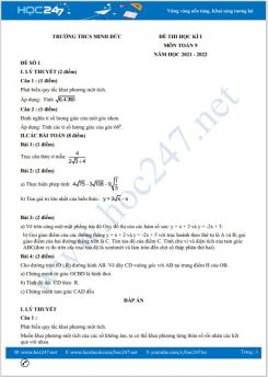 Bộ 5 đề thi HK1 môn Toán 9 có đáp án năm 2021-2022 Trường THCS Minh Đức