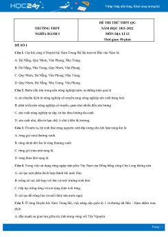 Bộ 5 đề thi thử THPT Quốc gia môn Địa lí trường THPT Nghĩa Hành I năm 2021-2022 có đáp án