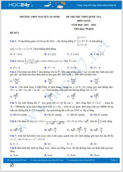 Bộ 5 đề thi thử THPT QG môn Toán năm 2021-2022 có đáp án Trường THPT Nguyễn An Ninh