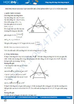 Phương pháp giải bài tập chuyên đề lăng kính môn Vật Lý 11 năm 2021-2022