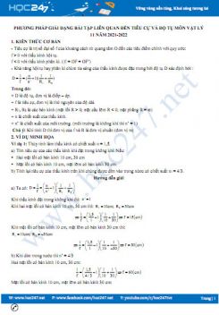 Phương pháp giải dạng bài tập liên quan đến tiêu cự và độ tụ môn Vật Lý 11 năm 2021-2022