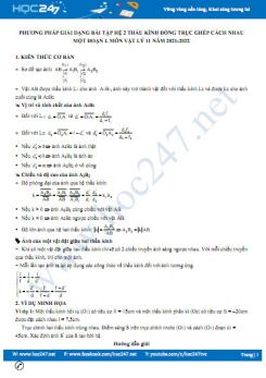 Phương pháp giải dạng bài tập hệ 2 thấu kính đồng trục ghép cách nhau một đoạn l môn Vật Lý 11 năm 2021-2022