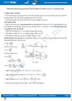 Phương pháp giải dạng bài tập về kính lúp môn Vật Lý 11 năm 2021-2022