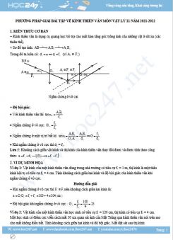 Phương pháp giải bài tập về kính thiên văn môn Vật Lý 11 năm 2021-2022